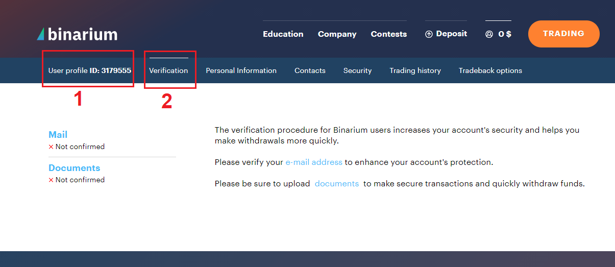如何在Binarium上验证帐户 如何在Binarium上验证帐户